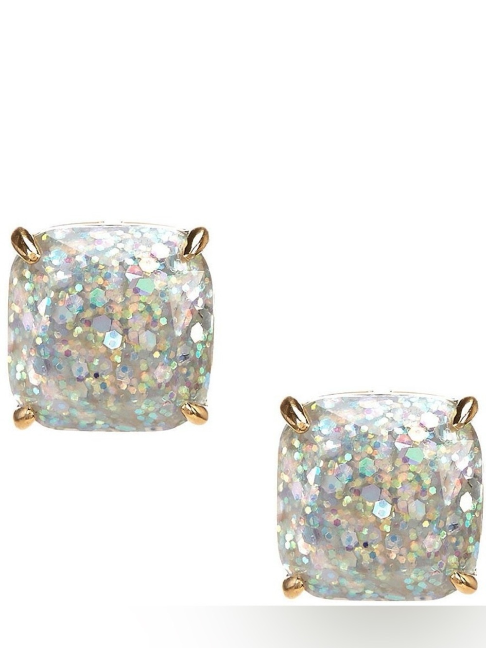 NWT Kate Spade New York Women’s Small 10mm Square Stud Opal Glitter Earrings
